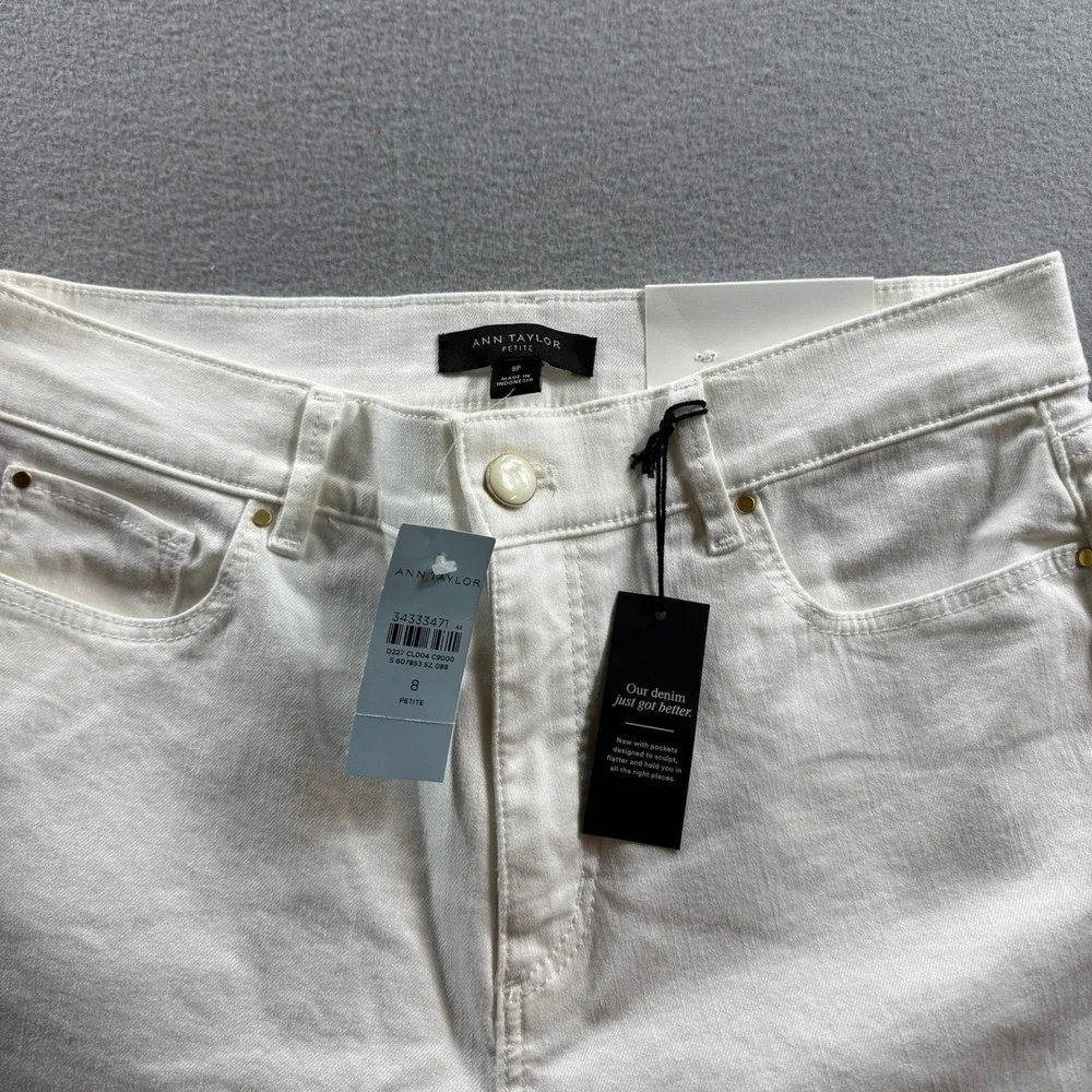 Ann Taylor Jeans Womens 8P White Sculpting Pocket Skinny Denim 30x25
